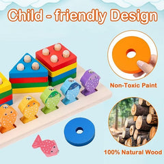 Geometric Shapes Fishing Game Wooden Puzzles