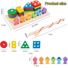 Geometric Shapes Fishing Game Wooden Puzzles